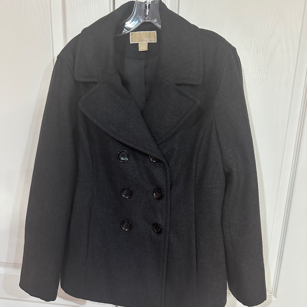 Michael Kors Women's Dark Gray Wool Peacoat Jacket